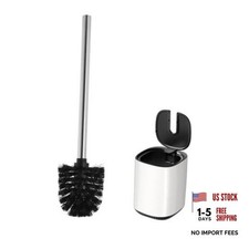 Toilet Brush and Holder Set Toilet Bowl Brush Stainless Steel Automatic 1 White