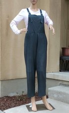 Soft Leather Overalls by Vintage De Luxe, 42IT/6US, distressed steel blue color