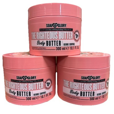 3-PACK Soap & Glory The Righteous Butter Original Pink Rose & Bergamot 10oz Each
