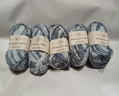 Rowan All Seasons Cotton Yarn - Aran - Lot of 5 x 50g Balls - 162 Surf - HTF/NOS