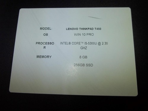 Lenovo ThinkPad T450 14" Core i5-5300U 2.30GHz 8GB 256GB SSD W10 Laptop (A9424) - Picture 9 of 9
