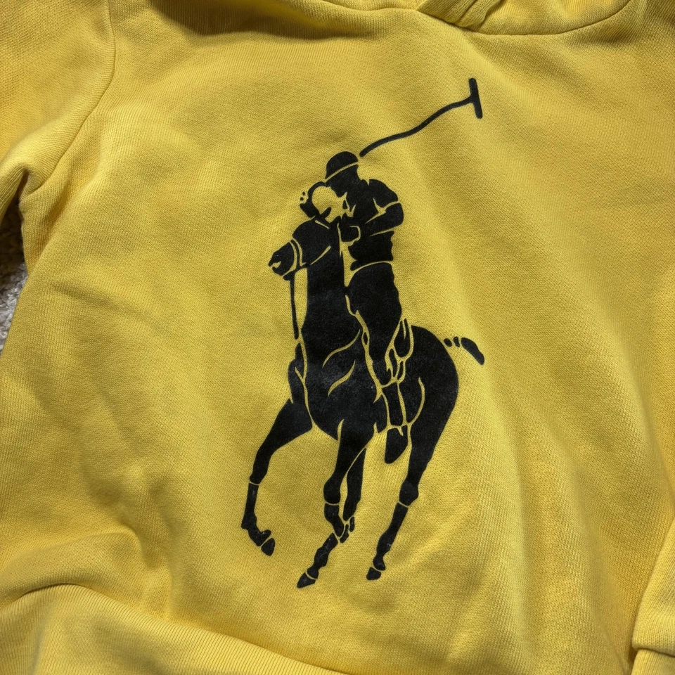 Polo Ralph Lauren Sudadera con Capucha Niños 4T Amarillo Big Pony Gráfico Pullover Sudadera Foto 2 de 4
