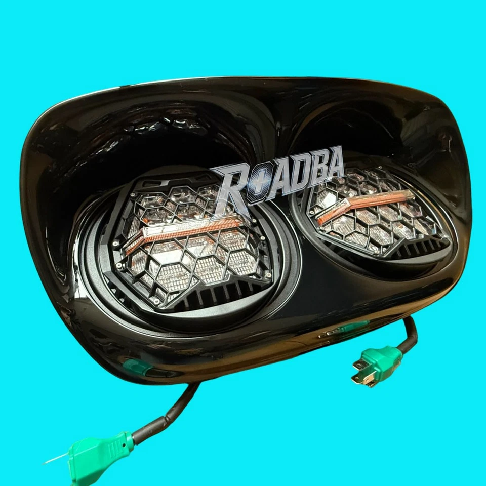 Dual LED Projection Headlight DRL Hi/Low Beam For Road Glide 1998-2013 Plug&Play - Image 2 of 4