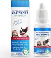 Dog Cat Ear Infection Treatment Drops, Pets Ear Cleaning Drops with 1 Hydr...
