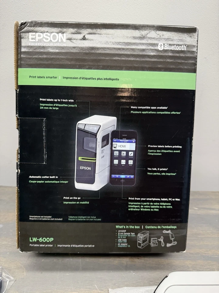 Epson Labelworks LW-600P Portable Bluetooth Label Printer Complete In Box! - Image 3 of 3