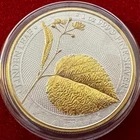 1 Troy OZ .9999 Silver 2022 Germania Linden Leaf 24K Selective Gilding by SFS