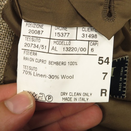 Canali 44R Linen Wool Sport Coat Basketweave Structured Blazer Beige 2 Button - Picture 10 of 20