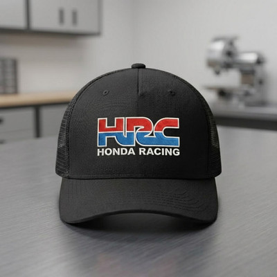 Honda HRC Embroidered Trucker Hat Mesh Back Snapback Cap Black