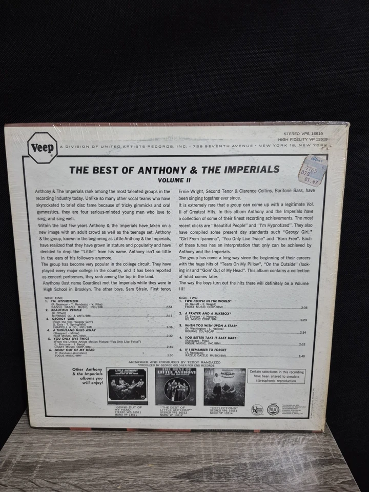 THE BEST OF LITTLE ANTHONY AND THE IMPERIALS VOL. 2 1968 VEEP VPS-16519 Sealed - Image 2 of 2
