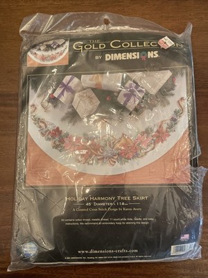 Dimensions Gold Holiday Harmony Tree Skirt 8671 Counted Cross Stitch Karen Avery