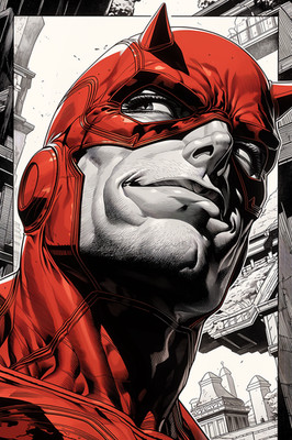 DAREDEVIL BLACK WHITE RED ILLO Fine Art Print 13x19 Limited 1/30 Born Again