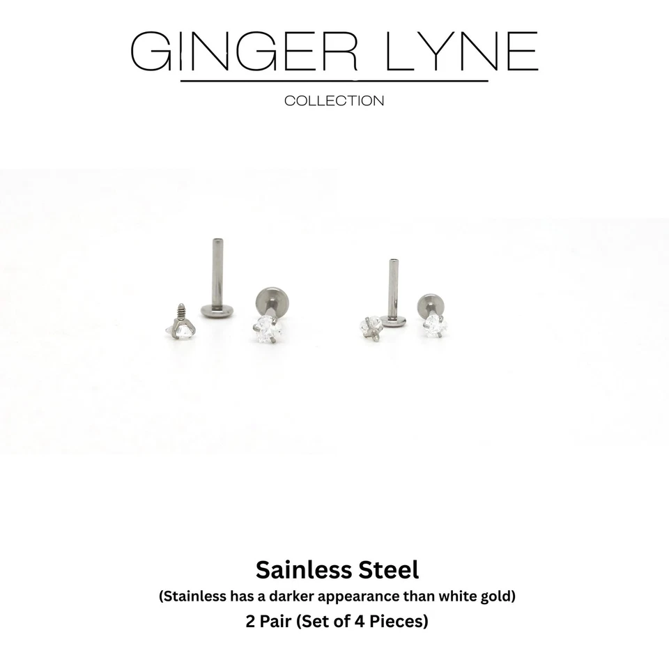 Brincos pequenos de coração solitário costas planas piercings corporais por Ginger Lyne 2... - Imagem 4 de 4