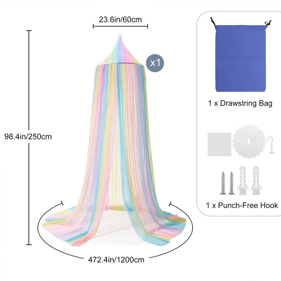 Mosquitera con cúpula arco iris dosel colgante malla cama tienda para varias decoraciones de habitaciones Foto 2 de 4