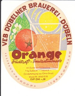 1 Etikett Döbeln Orange DDR