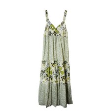NWT Style & Co green cream floral tropical boho maxi cottagecore dress 10