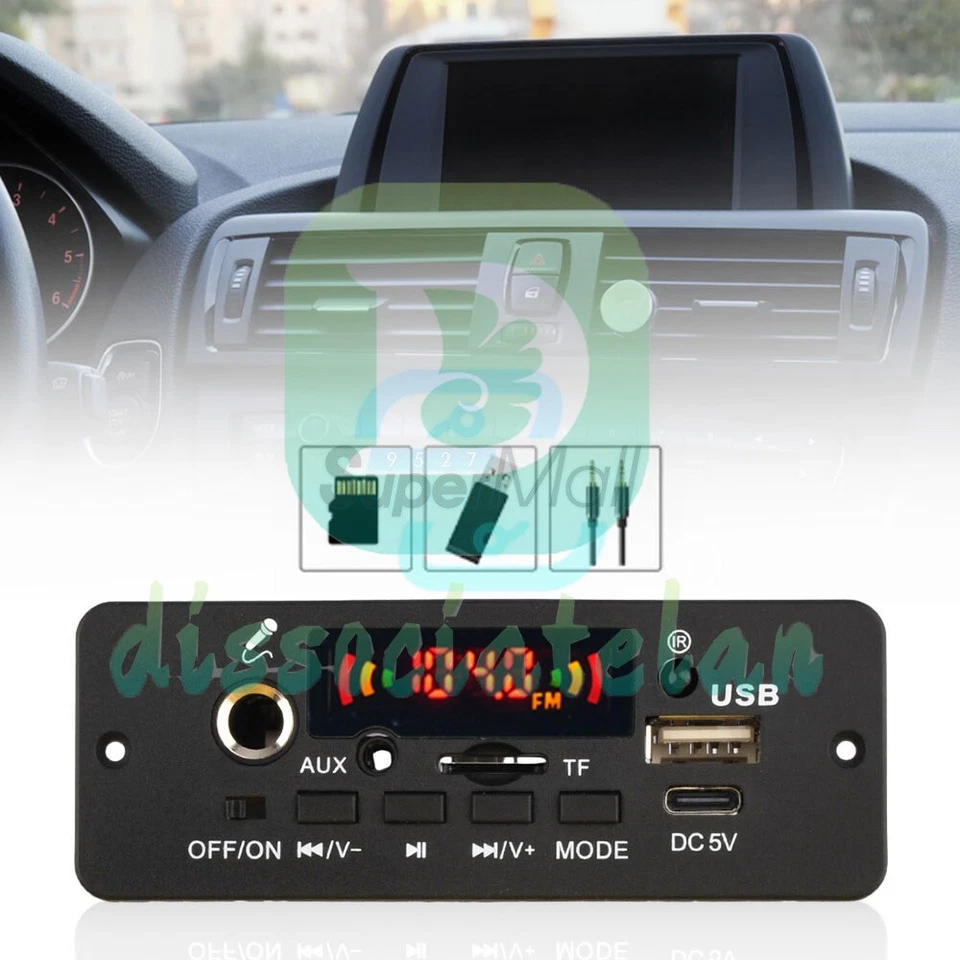 DC5V 2*5W Bluetooth 5.0 Amplifier MP3 Decoder Board Car Music Player FM Radio - Bild 4 von 4
