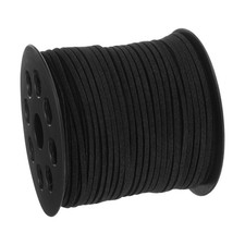 98.43Yard 2.6mm Flat Leather Cord Suede String for DIY Crafts, Black