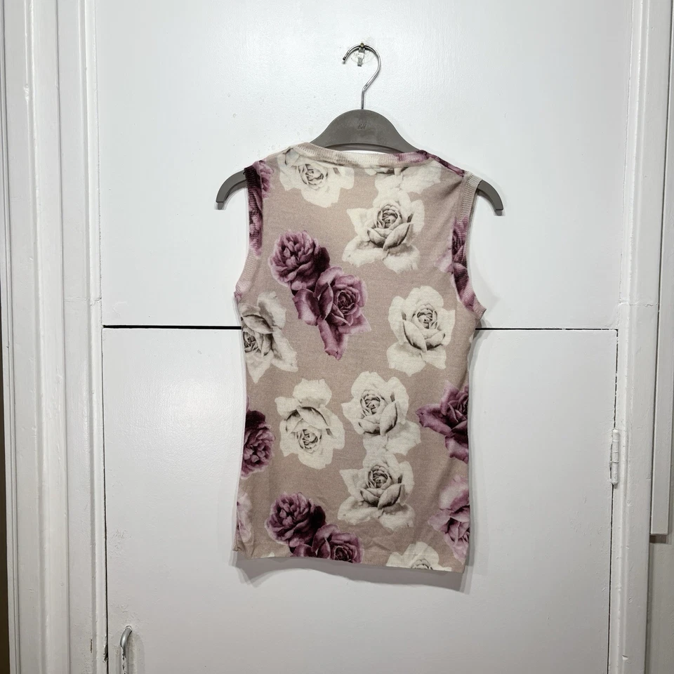 Blugirl Blumarine Best Top Rosa Floral Sin Mangas Elastizado Ligero Para Mujer’s  Foto 2 de 4