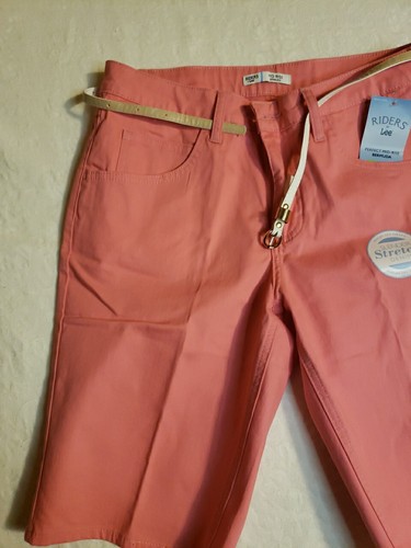 Bermuda Casual Shorts NWT Lee Riders Perfect Mid Rise Salmon Pink Sz 8 - Picture 4 of 10