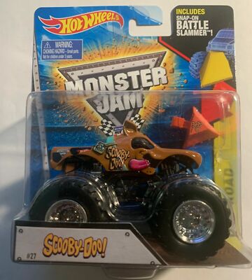 Hot Wheels Monster Jam Scooby-Doo #27 Monster Truck With Snap-On Battle  Slammer