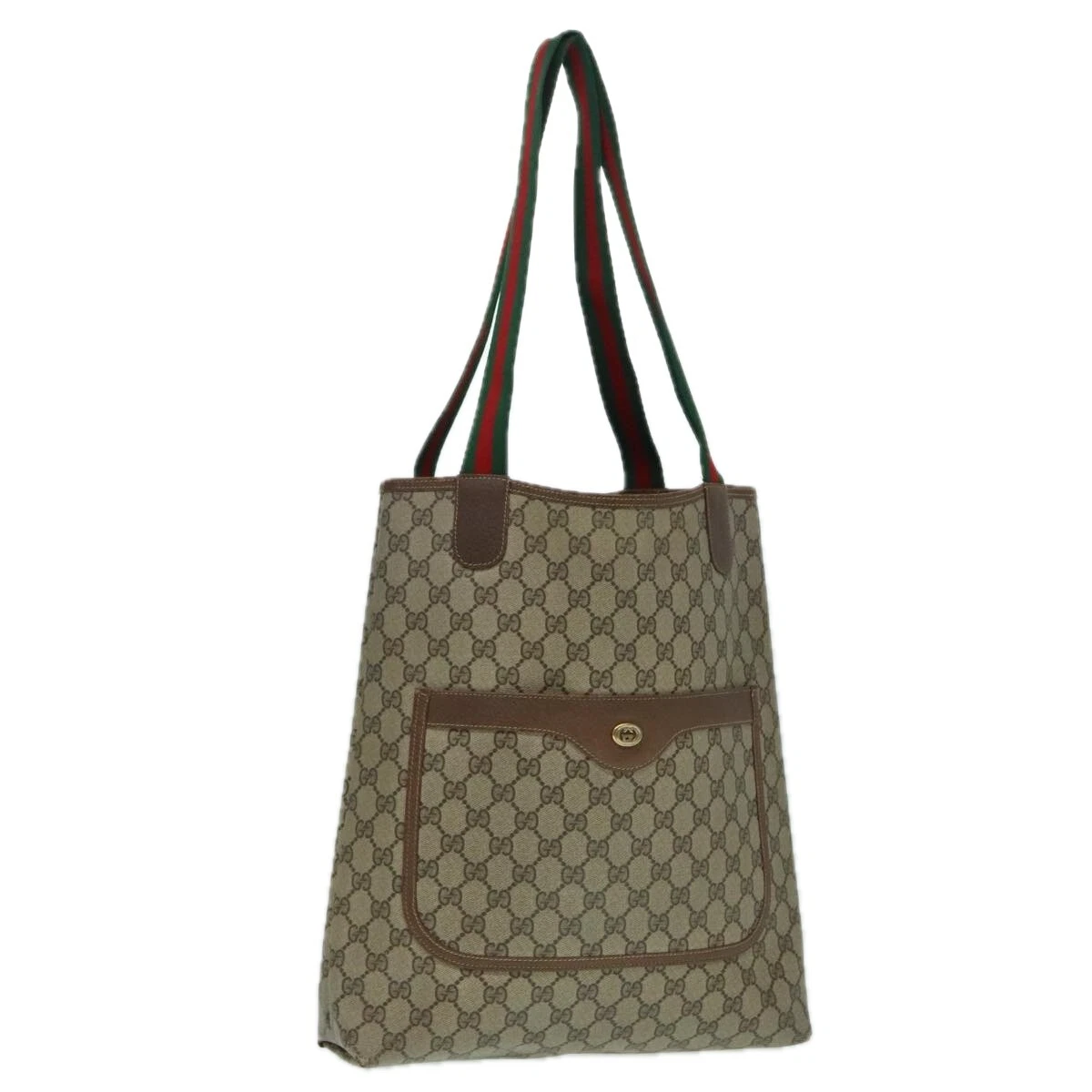 Sac fourre tout GUCCI GG Supreme Web Sherry Line PVC cuir beige 40 02 003 authentique 93585