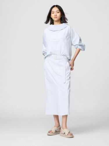 UNIQLO : C Belted Narrow Skirt Striped Off White 476311 Women's size 55 - 76 New - Picture 6 of 9