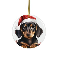Dachshund Puppy - Ceramic Christmas Ornament - Printed in USA