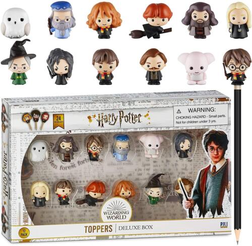 Harry Potter Pencil Toppers 12pk Dobby Hedwig Albus Bellatrix Minerva Rubeus - Picture 1 of 8