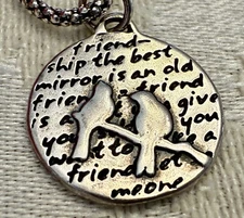 Kevin N Anna TWO BIRDS 950 Sterling Silver Round Pendant Necklace 16" ItalyChain