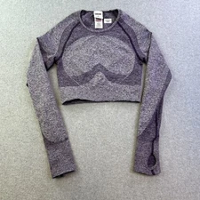 Gymshark Long Sleeve Top Womens Medium Heathered Purple Thumb Holes Activewear