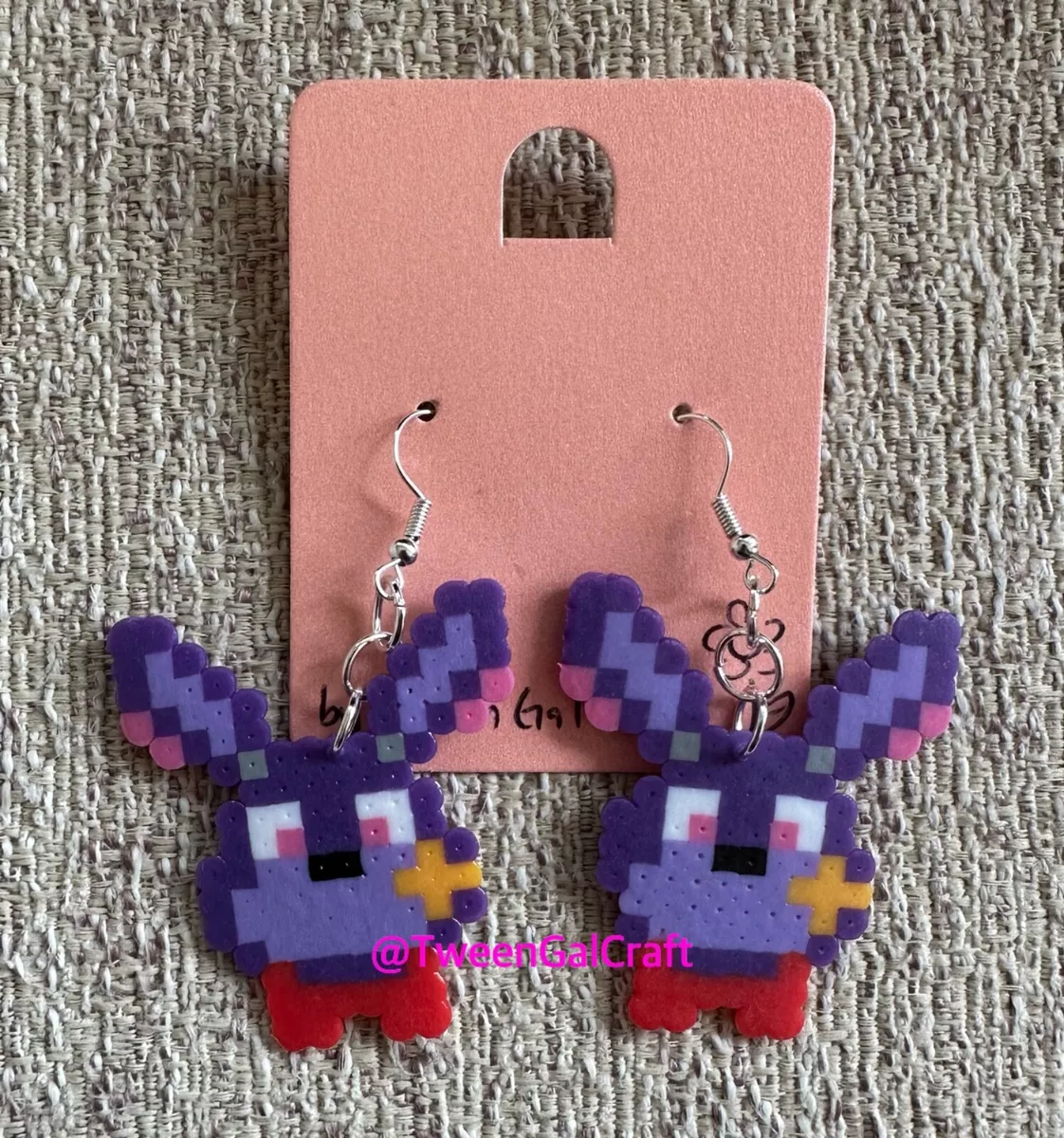 FNaF Glamrock Bonnie Earrings Perler Security Breach Ruin DLC Five Nights  Freddy