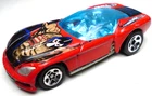 2001 HOT WHEELS PONY UP BANE RED 1:64 DIECAST 2 3/4" CAR WITH BLUE WINDSHIELD