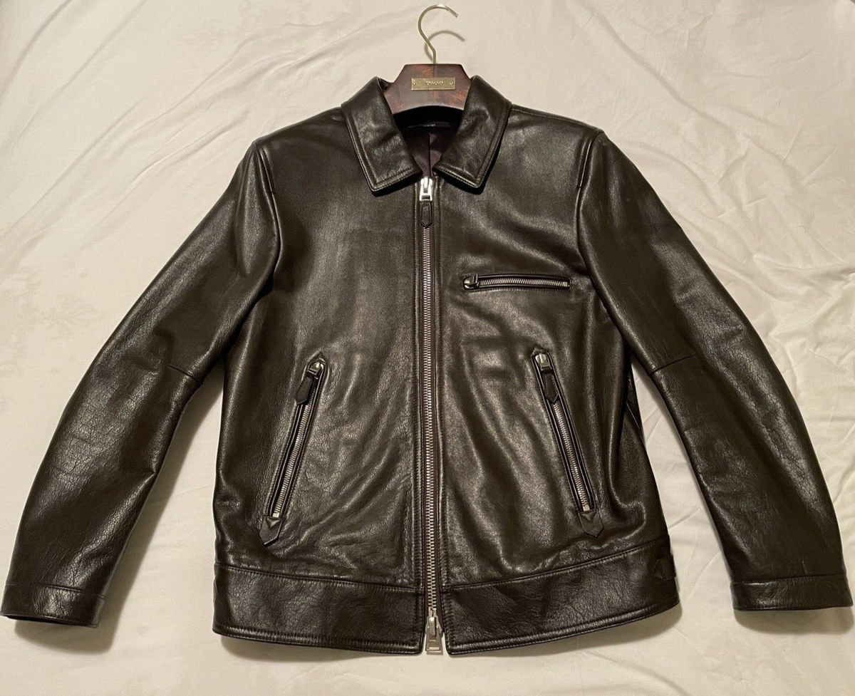 $10000 RARE Tom Ford Leather Jacket Brown Cafe Racer Size M