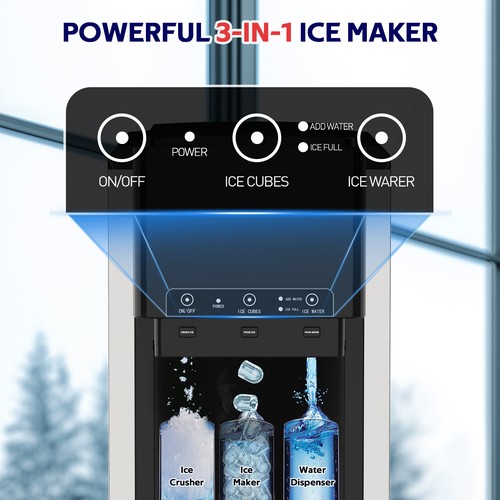 3-in-1 Countertop Ice Maker Machines with Cold Water Dispenser Ice Crusher Maker - Picture 8 of 19