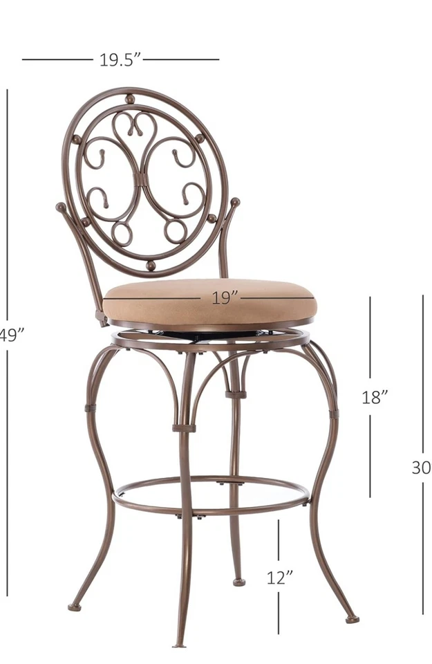 Big and Tall Scroll Circle Back Barstool by Powell Company - Image 2 of 4