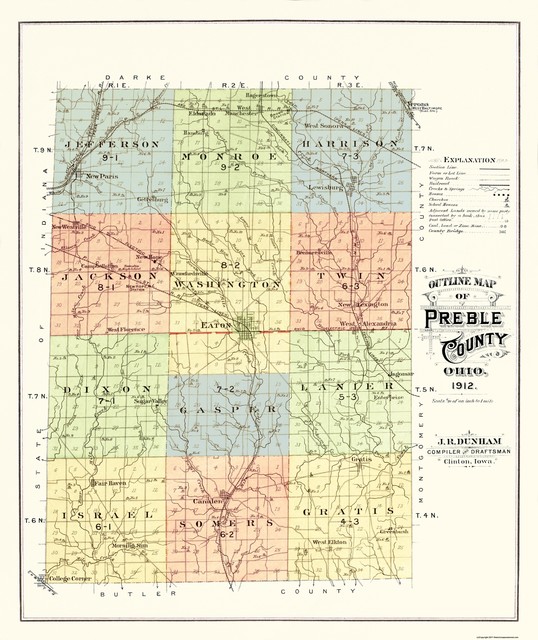 Preble County Ohio Dunham 1912 23 x 27.31 eBay