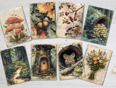 8 rustikale Wald Natur Spaziergang Journal Kartenaufleger Sammelalbum Journal Karten