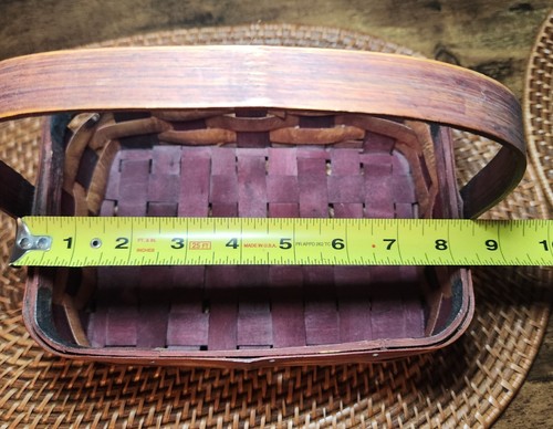 Charleston South Carolina basket Red Burgundy & Wood Tone Primitive 9 X 6.5 X 4 - Picture 6 of 8