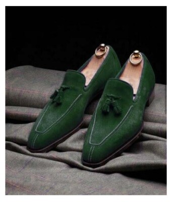 mens green suede dress shoes Green Velvet DressShoes​ ​| Amali Throne main image 1