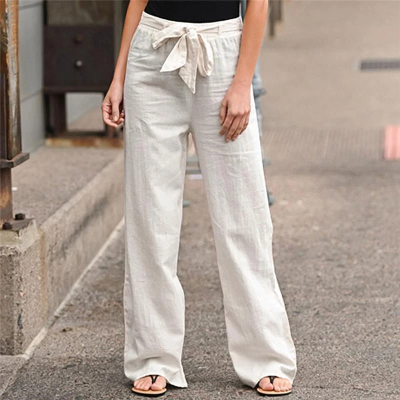 Cotton and linen wide leg pants for women lightweight breathable high waisted Cotton and linen wide leg pants for women lightweight breathable high waisted