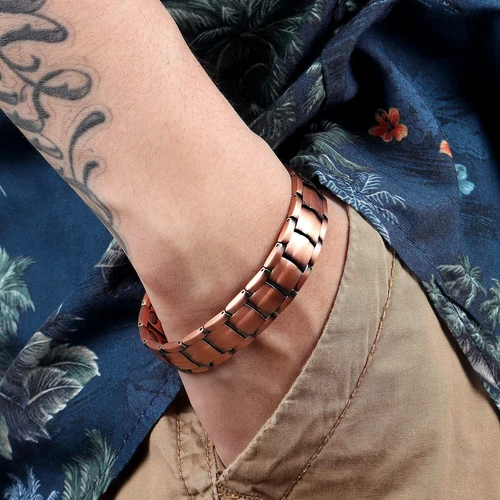 Herren Armband Magnetfeldtherapie Arthritis Schmerzlinderung reines massives Kupfer Armreif - Bild 4 von 14