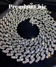 Miami Cuban Iced Designer Link Chain Necklace or Bracelet Mens Plated CZ Jewelry