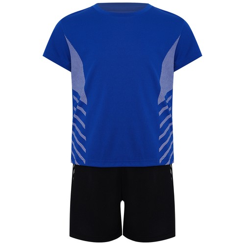 Kids Boys T-shirt With Shorts Quick Dry Tracksuit Short Sports Set Striped Gym - Picture 7 of 45