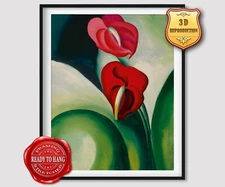 Georgia O'Keeffe Anthurium  3D EffectsTexture Gel Handmade Ready to hang