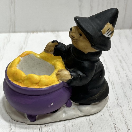 Set Of 2 Vtg Halloween Bear Witch Taper Candle Holder & Candle Topper Ghost(b-w) - Picture 13 of 13