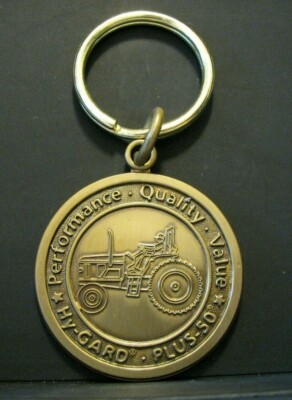 John Deere Tractor Hy-Gard Plus 50 Transmission Hydraulic Oil Brass Key Chain jd