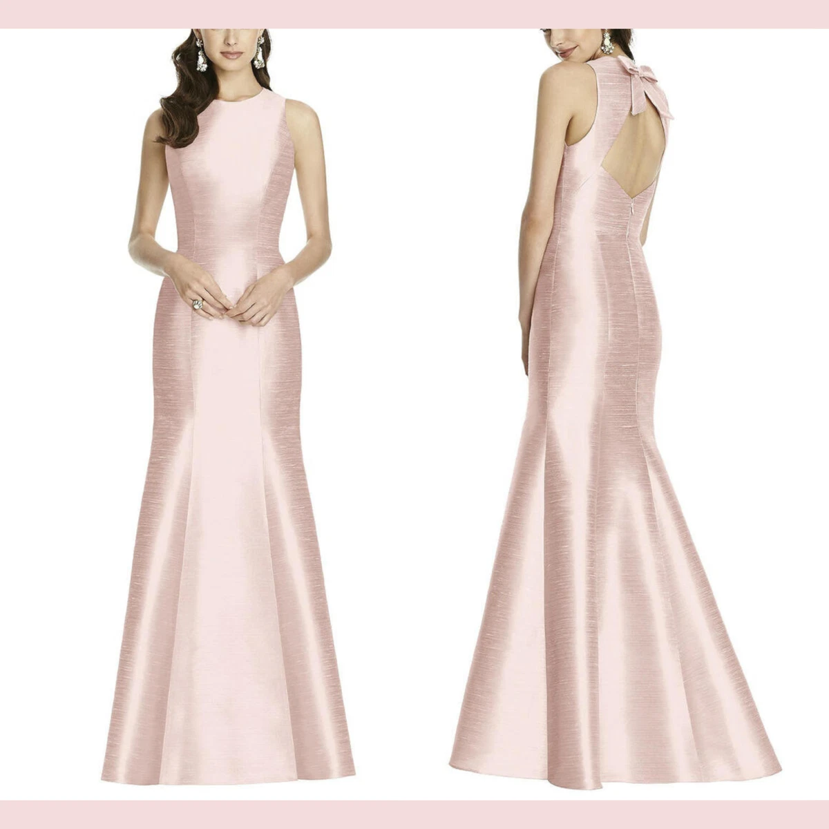 NEW 230 Alfred Sung 0 Dupioni Cutout w Bow Trumpet Gown