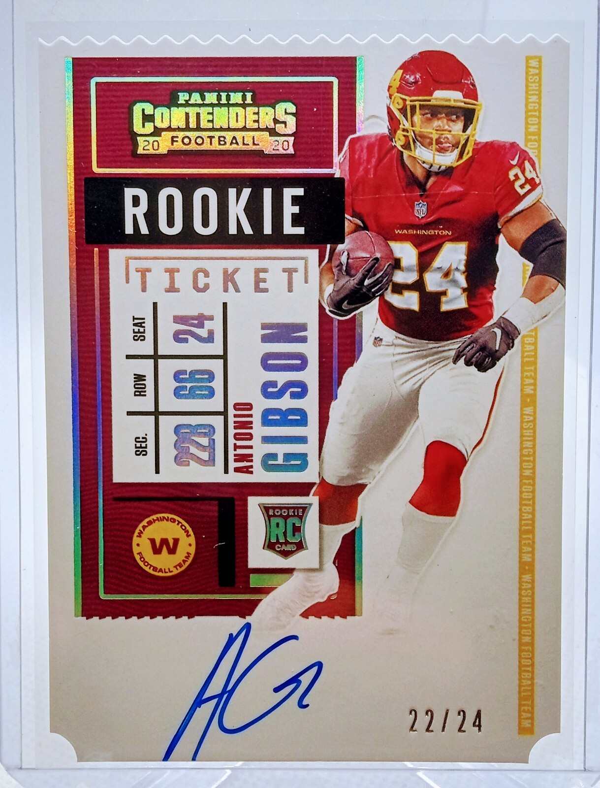 2020 Contenders Rookie Ticket Stub Auto- Antonio Gibson /24 Washington Commander