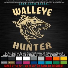 Fishing Walleye Hunter Looking Right Angry bone Fish Skeleton Sticker Decal