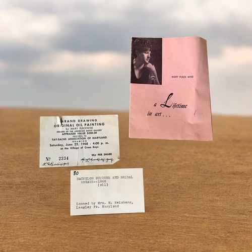 Vintage Ölgemälde Original Antik - Junggesellenknöpfe und Brautkranz 1968 - Bild 2 von 9